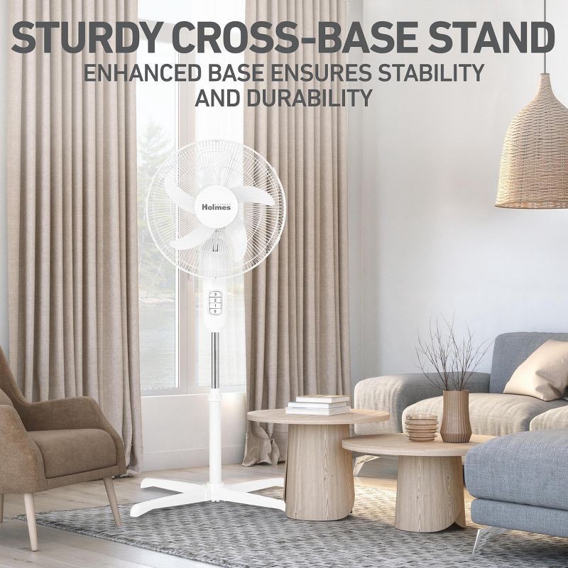 slide 5 of 8, Holmes 16" Blade Breeze Manual Stand Oscillating Fan White, 1 ct