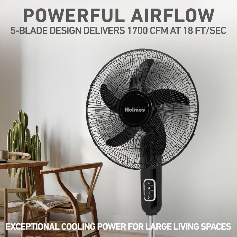 slide 2 of 9, Holmes 16" Blade Breeze Manual Stand Oscillating Fan Black, 1 ct