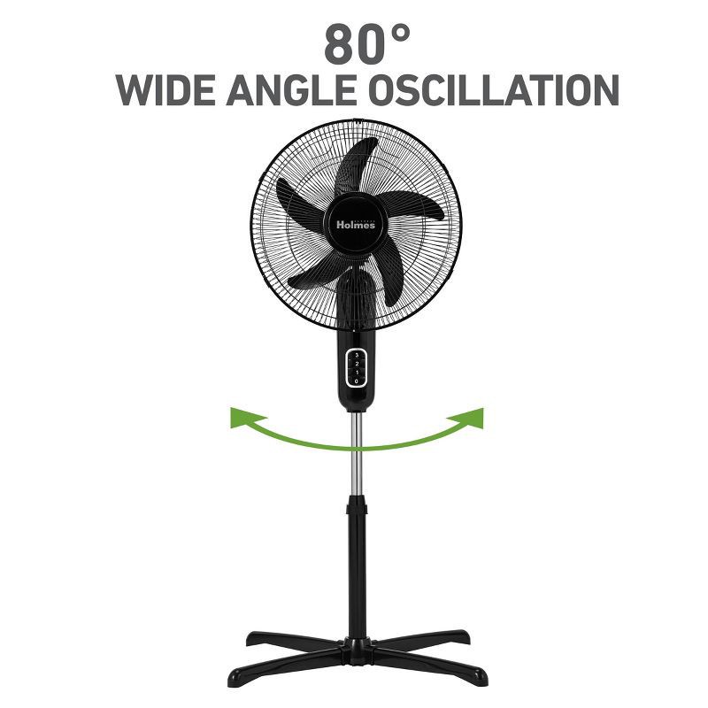 slide 4 of 9, Holmes 16" Blade Breeze Manual Stand Oscillating Fan Black, 1 ct