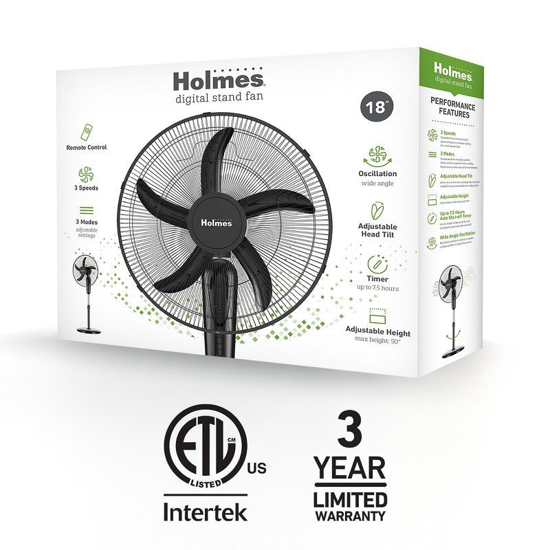 slide 8 of 9, Holmes 16" Blade Breeze Manual Stand Oscillating Fan Black, 1 ct