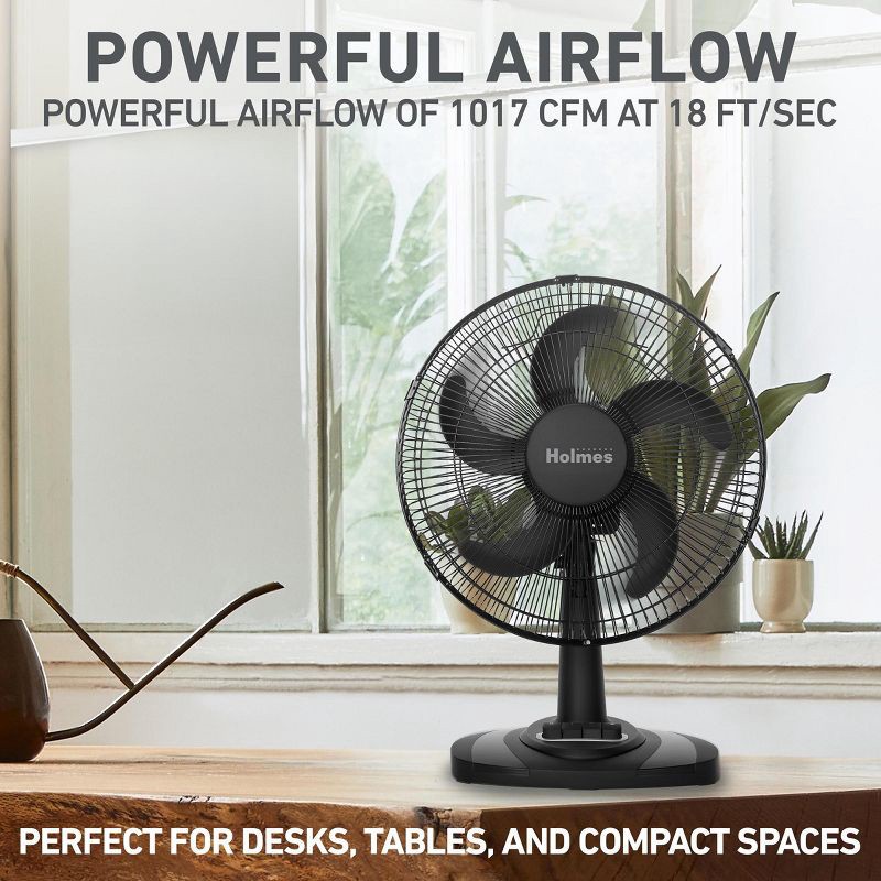 slide 2 of 9, Holmes 12" Table Breeze Table Oscillating Fan Black, 1 ct