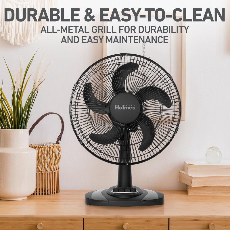 slide 4 of 9, Holmes 12" Table Breeze Table Oscillating Fan Black, 1 ct