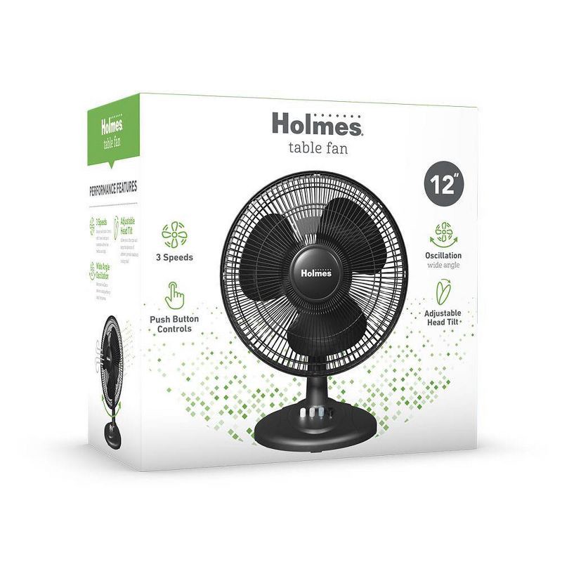 slide 6 of 9, Holmes 12" Table Breeze Table Oscillating Fan Black, 1 ct