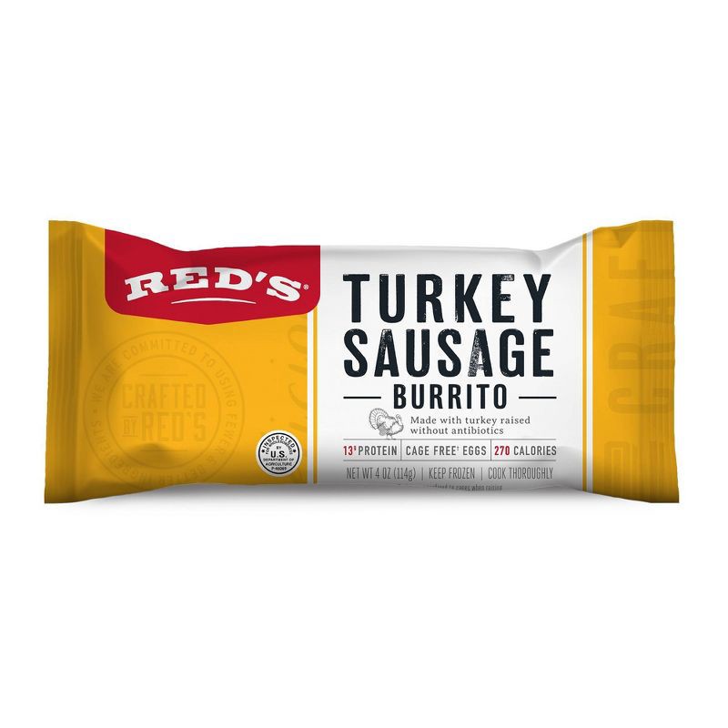 slide 2 of 15, Red's All Natural Red's Frozen Turkey Sausage Breakfast Burrito - 4oz/4ct, 4 ct; 4 oz