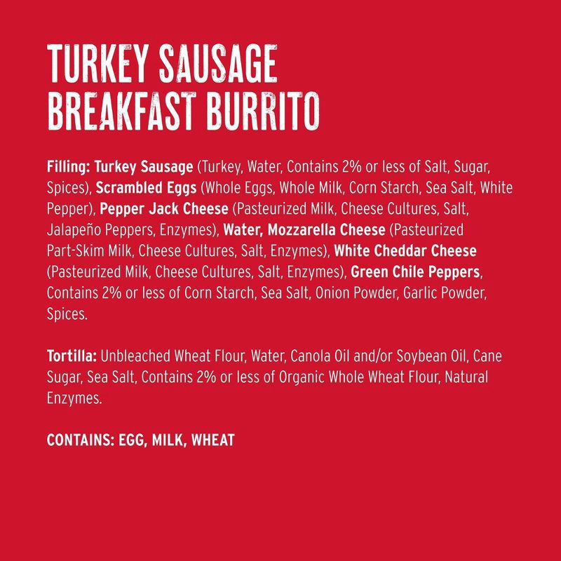 slide 13 of 15, Red's All Natural Red's Frozen Turkey Sausage Breakfast Burrito - 4oz/4ct, 4 ct; 4 oz