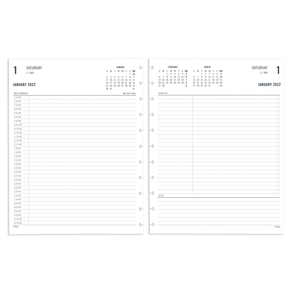 slide 1 of 1, TUL Discbound Daily Refill Pages, Letter Size, 8-1/2" X 11", January To December 2022, TULltflr-2Pg, 1 ct