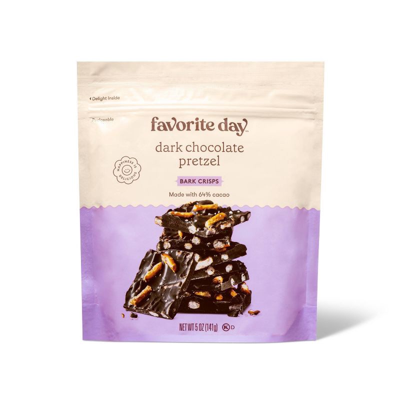 slide 1 of 3, Dark Chocolate Pretzel Bark Crisps Candy - 5oz - Favorite Day™, 5 oz