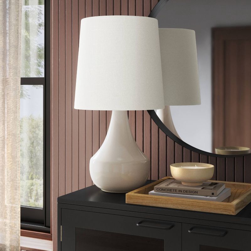 slide 3 of 4, 21.75"x11.5" Montreal Wren Assembled Table Lamp White - Threshold™: Ceramic Base, No Assembly Required, 1 ct