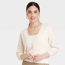 Women's Cardigan - A New Day Cream M