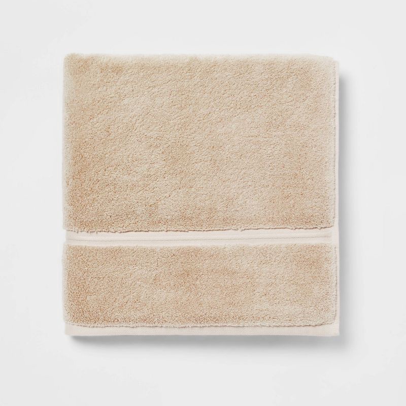 slide 1 of 4, Spa Plush Bath Towel Almond - Threshold™: Microfiber, Machine Washable, Non-Slip Backing, 1 ct