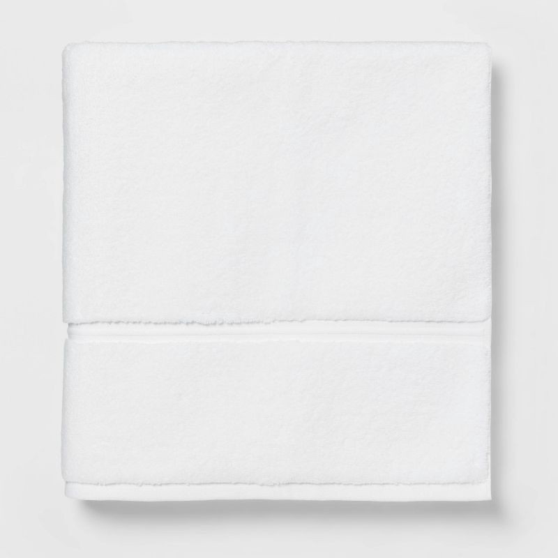 slide 1 of 4, Spa Plush Oversized Bath Towel White - Threshold™: 100% Cotton, Heavyweight 550-800 GSM, Terry, OEKO-TEX Certified, 1 ct