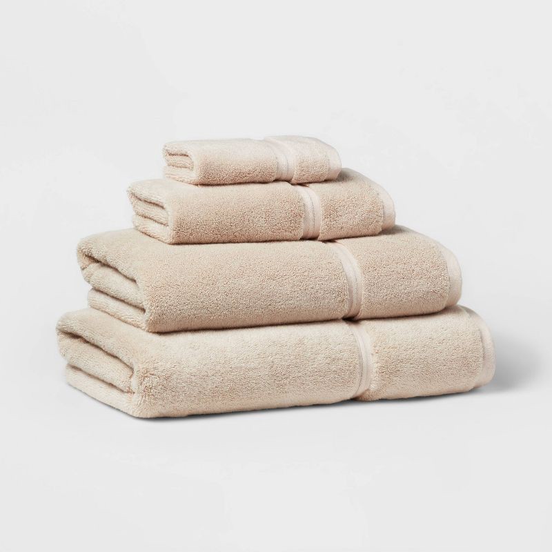 slide 4 of 4, Spa Plush Oversized Bath Towel Almond - Threshold™: Heavyweight Cotton, Terry, Machine Washable, 1 ct