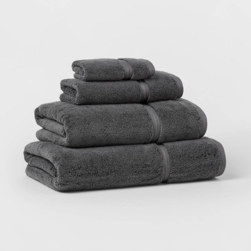 slide 4 of 4, Spa Plush Oversized Bath Towel Dark Gray - Threshold™: 100% Cotton, Heavyweight Terry, Machine Washable, 1 ct
