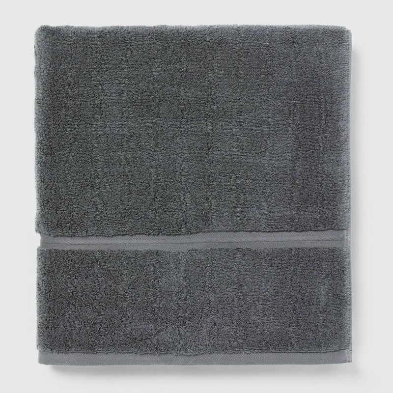 slide 1 of 4, Spa Plush Oversized Bath Towel Dark Gray - Threshold™: 100% Cotton, Heavyweight Terry, Machine Washable, 1 ct