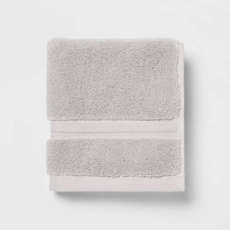 slide 1 of 4, Spa Plush Washcloth Light Gray - Threshold™: 100% Cotton, Heavyweight 550-800 GSM, OEKO-TEX Certified, 1 ct