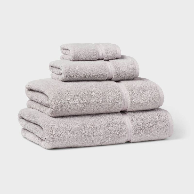 slide 4 of 4, Spa Plush Oversized Bath Towel Light Gray - Threshold™: 100% Cotton, Heavyweight 550-800 GSM, Terry Construction, Machine Washable, 1 ct