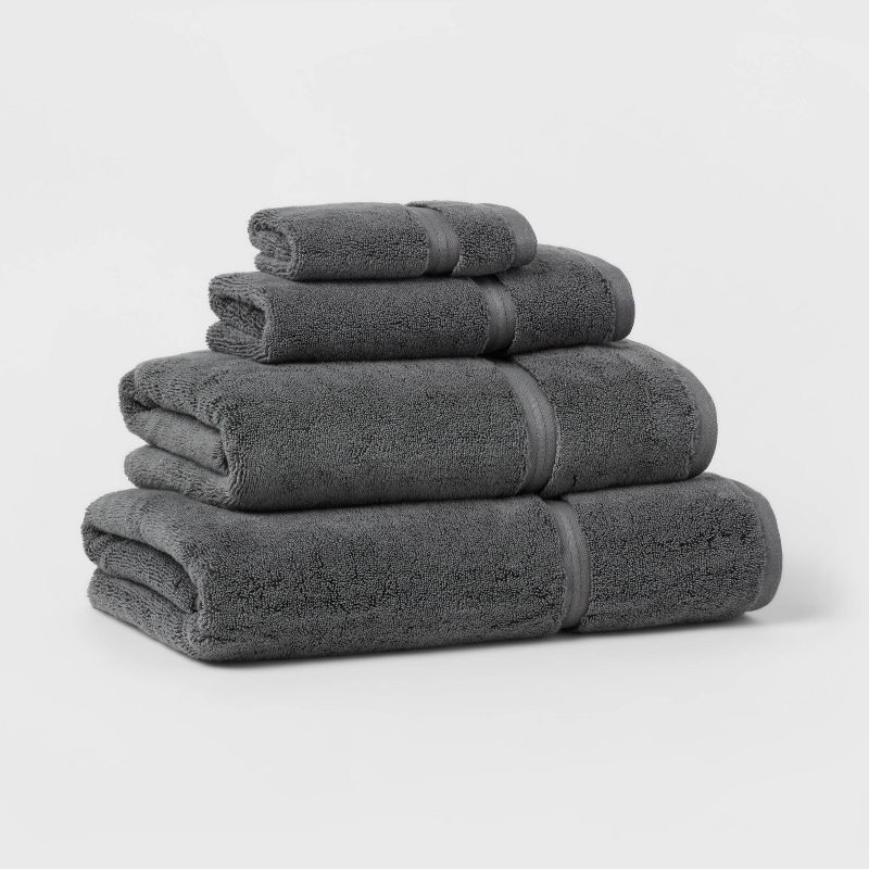 slide 4 of 4, Spa Plush Bath Towel Dark Gray - Threshold™: 100% Cotton, Heavyweight 550-800 GSM, Terry, OEKO-TEX Certified, 1 ct