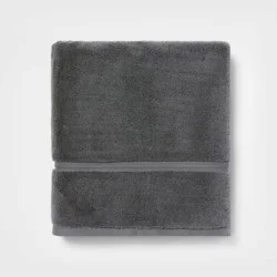 Spa Plush Bath Towel Dark Gray - Threshold™: 100% Cotton, Heavyweight 550-800 GSM, Terry, OEKO-TEX Certified