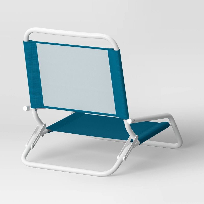 slide 4 of 4, Recycled Fabric Outdoor Portable Beach Chair Turquoise - Sun Squad™: Weather-Resistant, Steel Frame, No Assembly Required, 1 ct