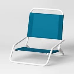 Recycled Fabric Outdoor Portable Beach Chair Turquoise - Sun Squad™: Weather-Resistant, Steel Frame, No Assembly Required