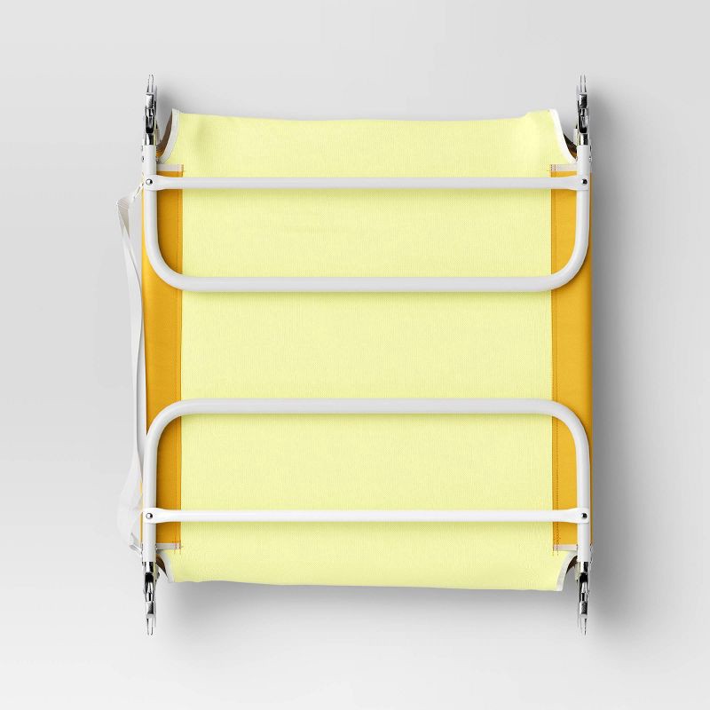 slide 4 of 4, Recycled Fabric Outdoor Portable Beach Lounger with Headrest Yellow - Sun Squad™: Weather-Resistant, Steel Frame, 1 ct