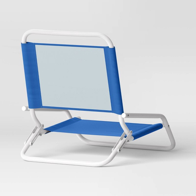slide 3 of 4, Recycled Fabric Outdoor Portable Beach Chair Blue - Sun Squad™: Weather-Resistant, Foldable, No Assembly Required, 1 ct