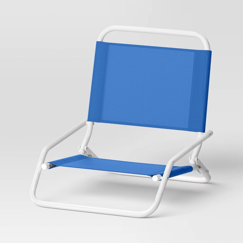 slide 1 of 4, Recycled Fabric Outdoor Portable Beach Chair Blue - Sun Squad™: Weather-Resistant, Foldable, No Assembly Required, 1 ct