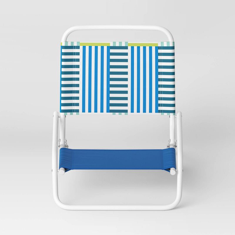 slide 3 of 4, Recycled Fabric Outdoor Portable Beach Chair Broken Stripe Blue - Sun Squad™, 1 ct