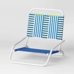 Recycled Fabric Outdoor Portable Beach Chair Broken Stripe Blue - Sun Squad™