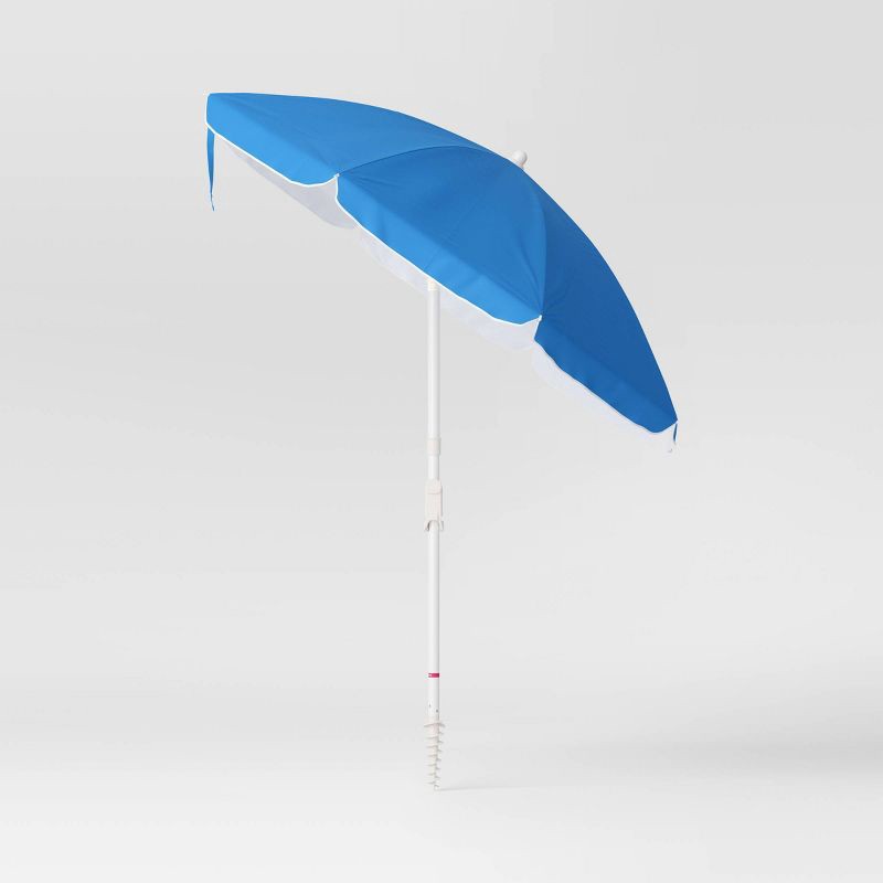 slide 3 of 4, 6.5'x6.5' Round Outdoor Patio Beach Umbrella Blue - Sun Squad™, 1 ct