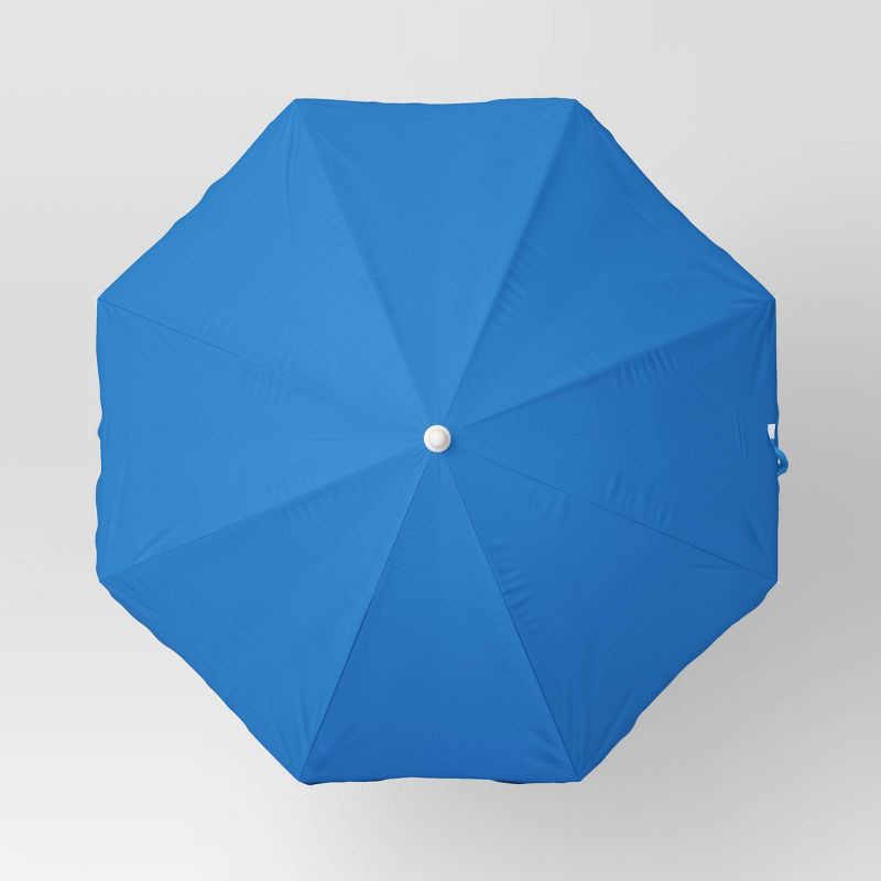 slide 2 of 4, 6.5'x6.5' Round Outdoor Patio Beach Umbrella Blue - Sun Squad™, 1 ct