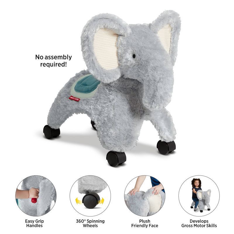 slide 3 of 8, Radio Flyer Ellie the Rolling Elephant Ride-On: Steel & Plastic Toddler Toy, 42 lb Capacity, 42 lb