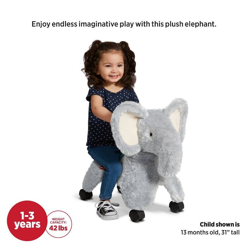 slide 4 of 8, Radio Flyer Ellie the Rolling Elephant Ride-On: Steel & Plastic Toddler Toy, 42 lb Capacity, 42 lb
