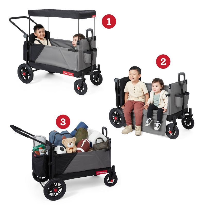 slide 4 of 13, Radio Flyer Folding All Terrain Venture Kid and Cargo Stroller Wagon: Steel & Polyester Frame, 1 ct