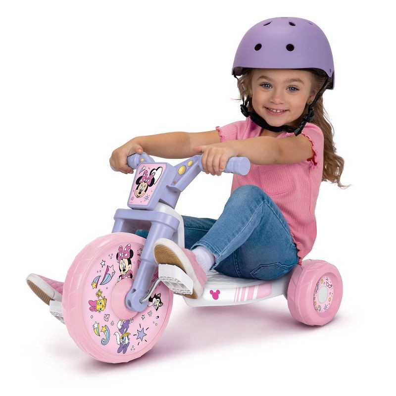slide 3 of 8, Minnie Mouse 10" Fly Wheel Kids' Tricycle with Electronic Sound - Pink/Purple, 1 ct