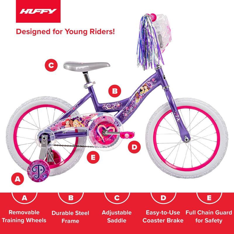 slide 16 of 17, Huffy Disney Princess Kids' Bike - 16" Wheels - Training Wheels - Purple, 1 ct
