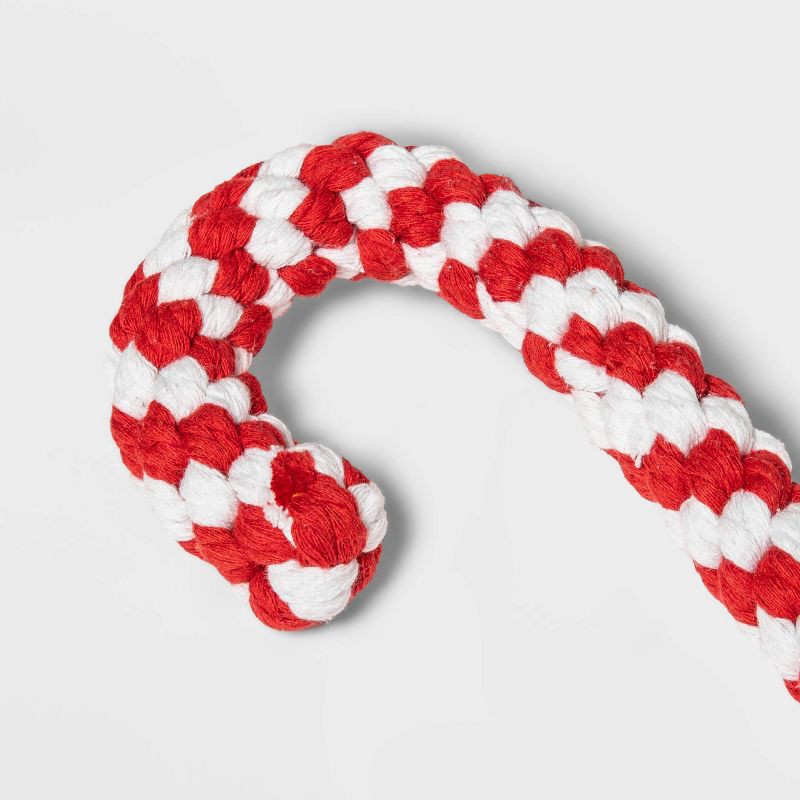 slide 3 of 3, Candy Cane with Rope Dog Toy - Boots & Barkley™, 1 ct