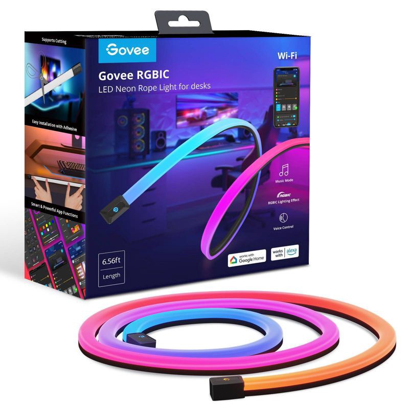 slide 1 of 4, Govee 6.56' Gaming Desk Strip: Home Theater Bias Wi-Fi Light, 1 ct
