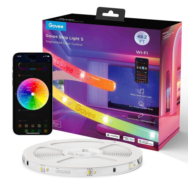 slide 9 of 18, Govee 49.2' Wi-Fi RGBIC LED Strip Light, 1 ct