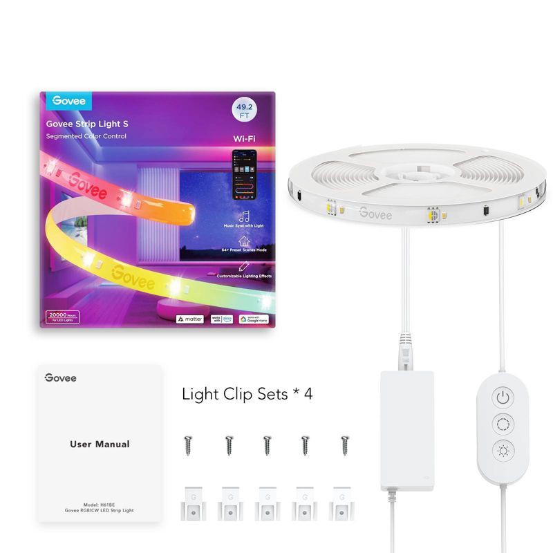 slide 10 of 18, Govee 49.2' Wi-Fi RGBIC LED Strip Light, 1 ct