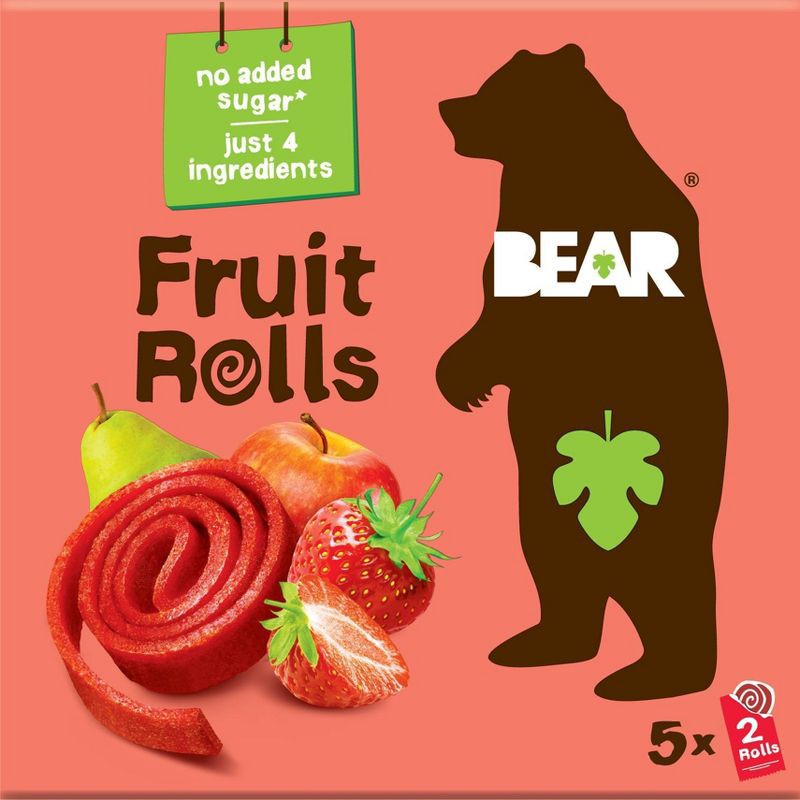 slide 1 of 8, BEAR Strawberry Fruit Rolls - 5ct/3.5oz, 5 ct; 3.5 oz