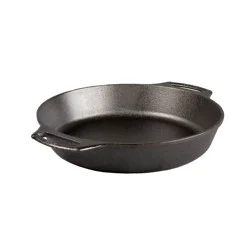 Lodge 2.85qt Cast Iron Baker's Skillet Black: Round Baking Dish, Hand Wash, 2 Quart Capacity, Cast Iron Pan