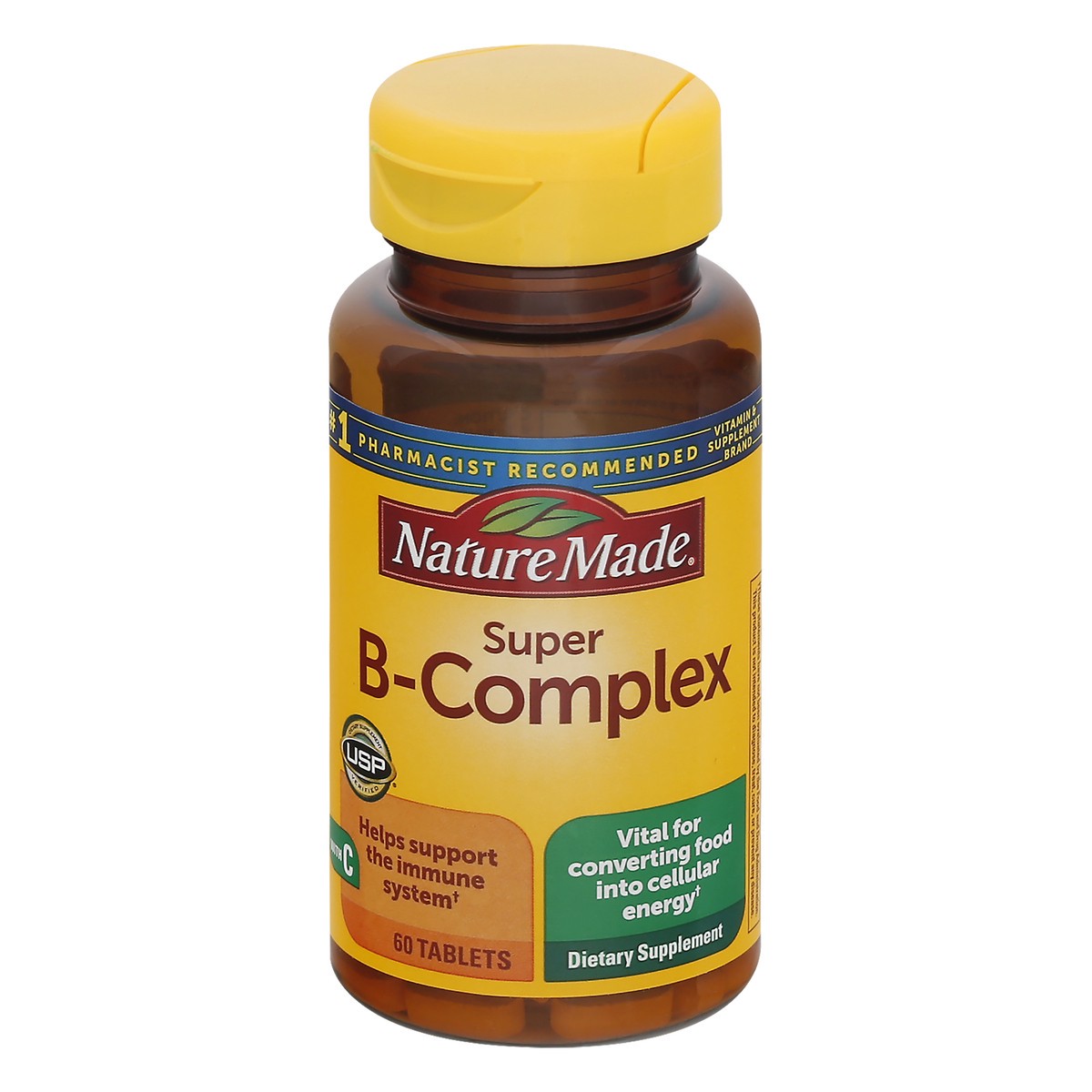 slide 1 of 4, Nature Made Super B Complex with Vitamin C and Folic Acid, Dietary Supplement for Immune Support, 60 Tablets, 60 Day Supply, 60 ct