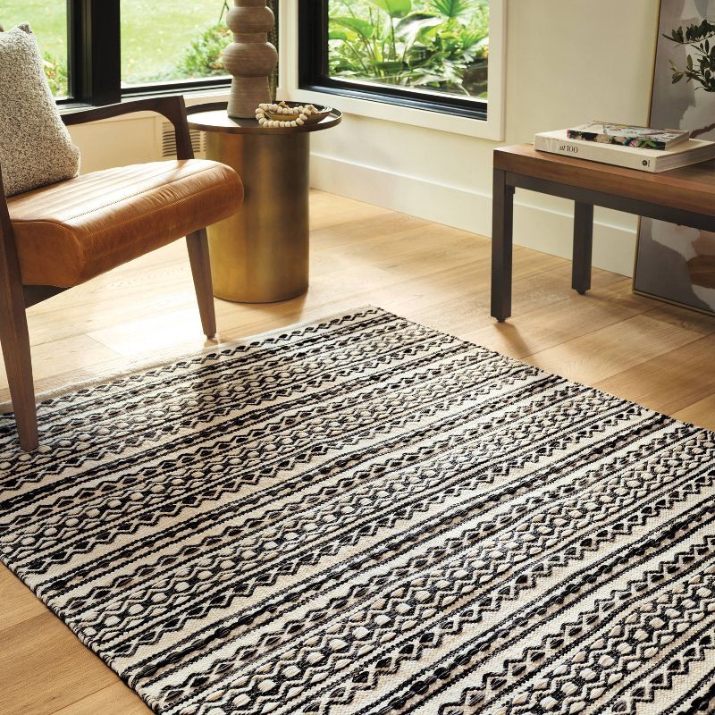 slide 2 of 4, 4'x6' Washable Norwalk Stripe Accent Rug Black/White - Threshold™: Indoor Flat Pile, Woven, GoodWeave Certified, 1 ct