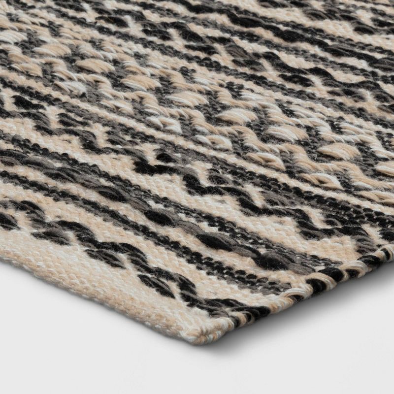 slide 3 of 4, 4'x6' Washable Norwalk Stripe Accent Rug Black/White - Threshold™: Indoor Flat Pile, Woven, GoodWeave Certified, 1 ct