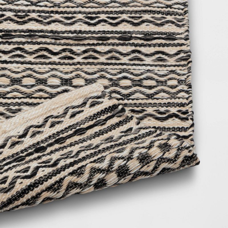 slide 4 of 4, 4'x6' Washable Norwalk Stripe Accent Rug Black/White - Threshold™: Indoor Flat Pile, Woven, GoodWeave Certified, 1 ct