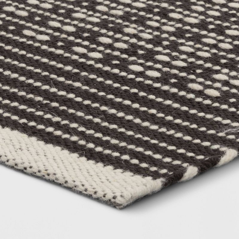 slide 3 of 4, 2'x7' Hand Woven Cotton/Wool Runner Black - Threshold™: Stripe Pattern, Indoor Flat Pile, Kitchen Runner Rug, 1 ct