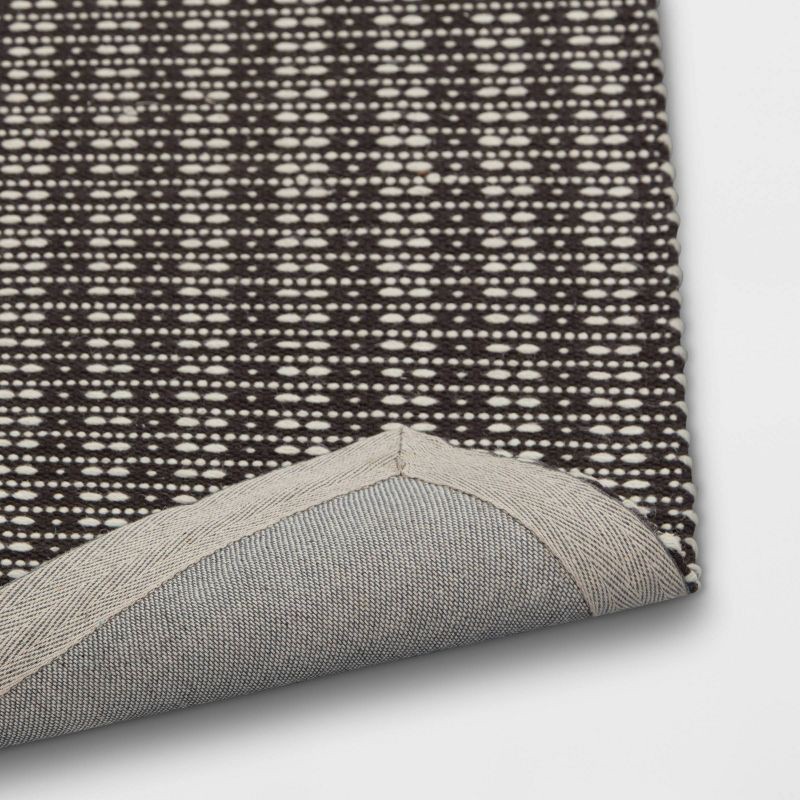 slide 4 of 4, 2'x7' Hand Woven Cotton/Wool Runner Black - Threshold™: Stripe Pattern, Indoor Flat Pile, Kitchen Runner Rug, 1 ct