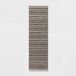 2'x7' Washable Norwalk Stripe Runner Rug Black/White - Threshold™