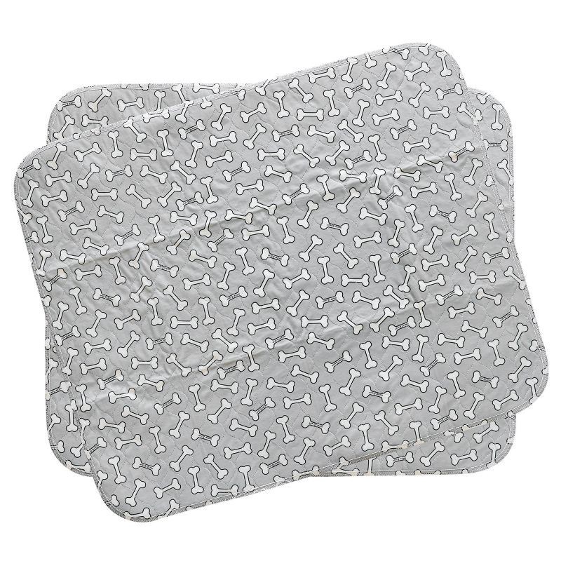 slide 2 of 11, rocket & rex Bone Print Washable Reusable Pee Pads for Dogs - L - Gray - 2ct, 2 ct